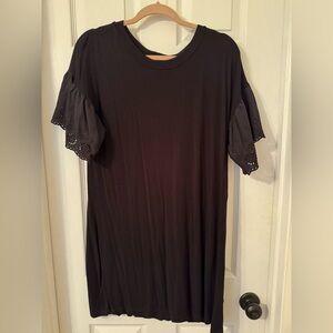 Black Dress with Eyelet Sleeves